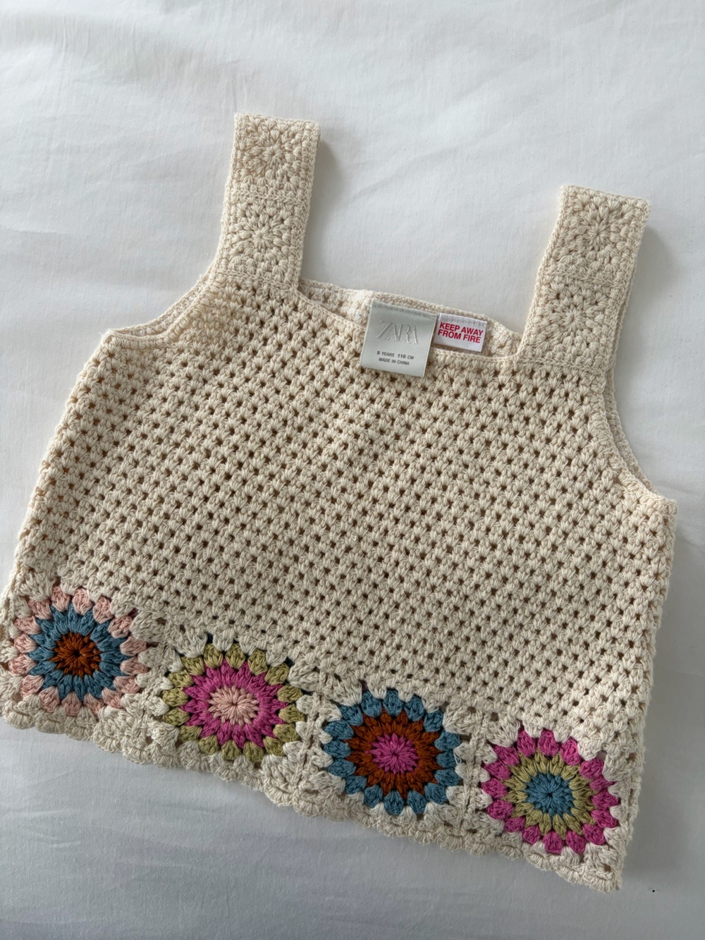 Zara Cream Crochet Tank Top Toddler Girl 5Y